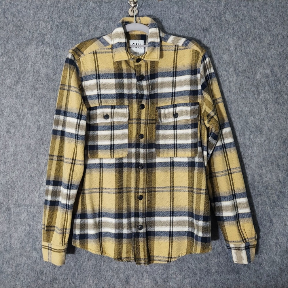 Zara Men Shirt S Flannel Heavy Relax‎ Fit Long Sleeve Button Collared Casual